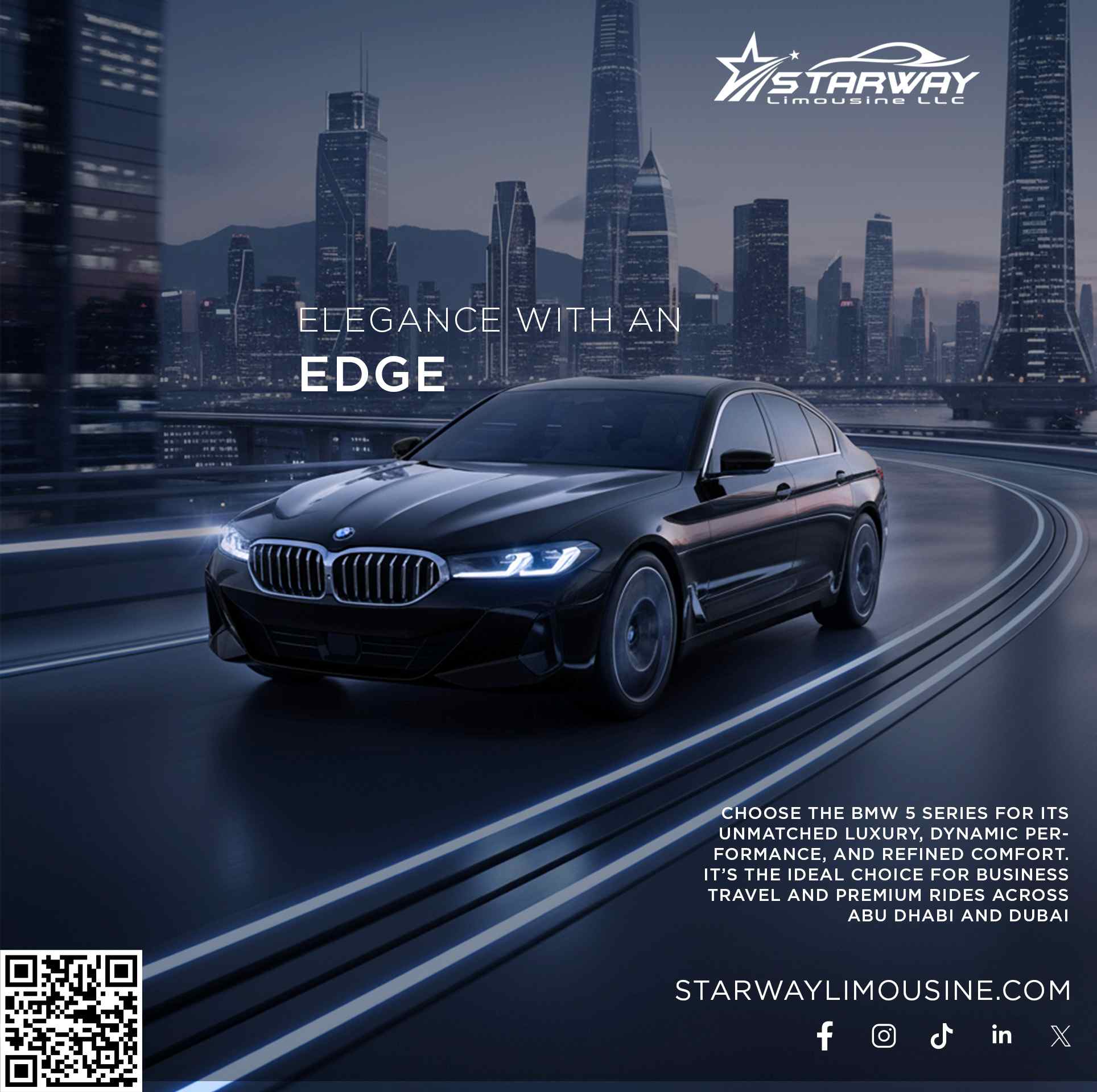 BMW 5 Series Premium Limousine Service UAE - Starway Limousine